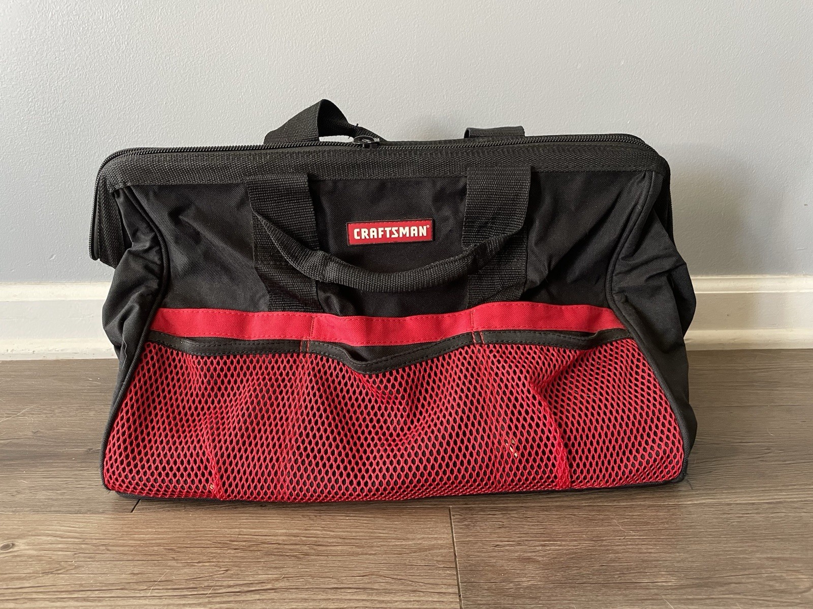Craftsman 13″ Large Mouth Tool Bag – Black/Red