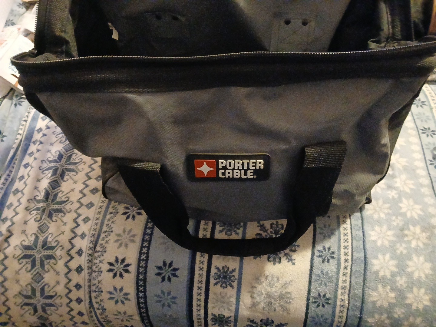 Porter Cable Heavy Duty Tool Bag Soft Sided Tote Handles Zipper Gray Black 16X10