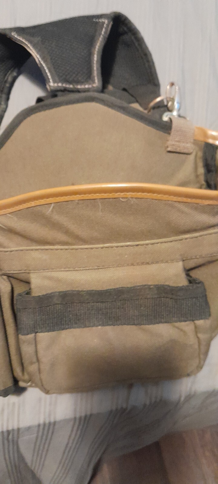 Electrical Tool Pouch With Attached Waist Belt And Shoulder Harness Army Green