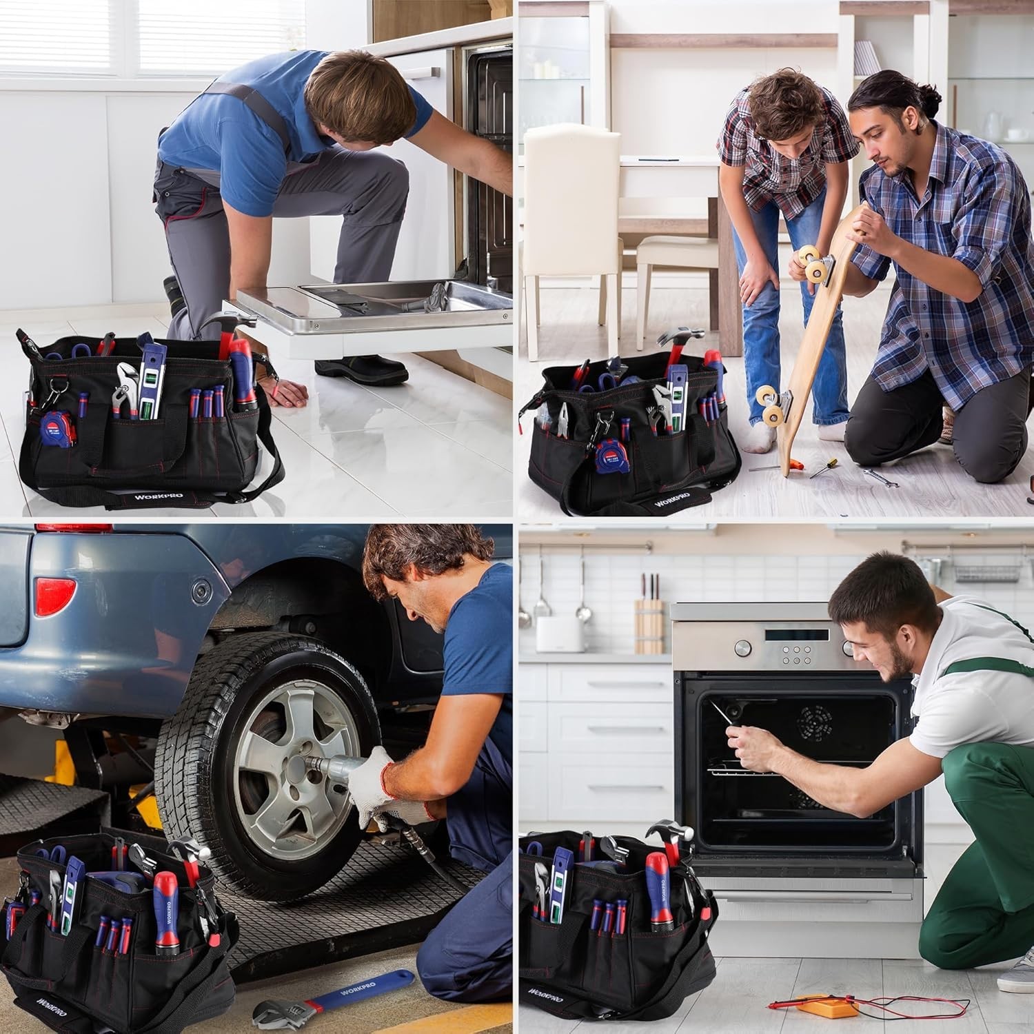 16-Inch Wide Mouth Tool Bag – Waterproof Rubber Base & Padding