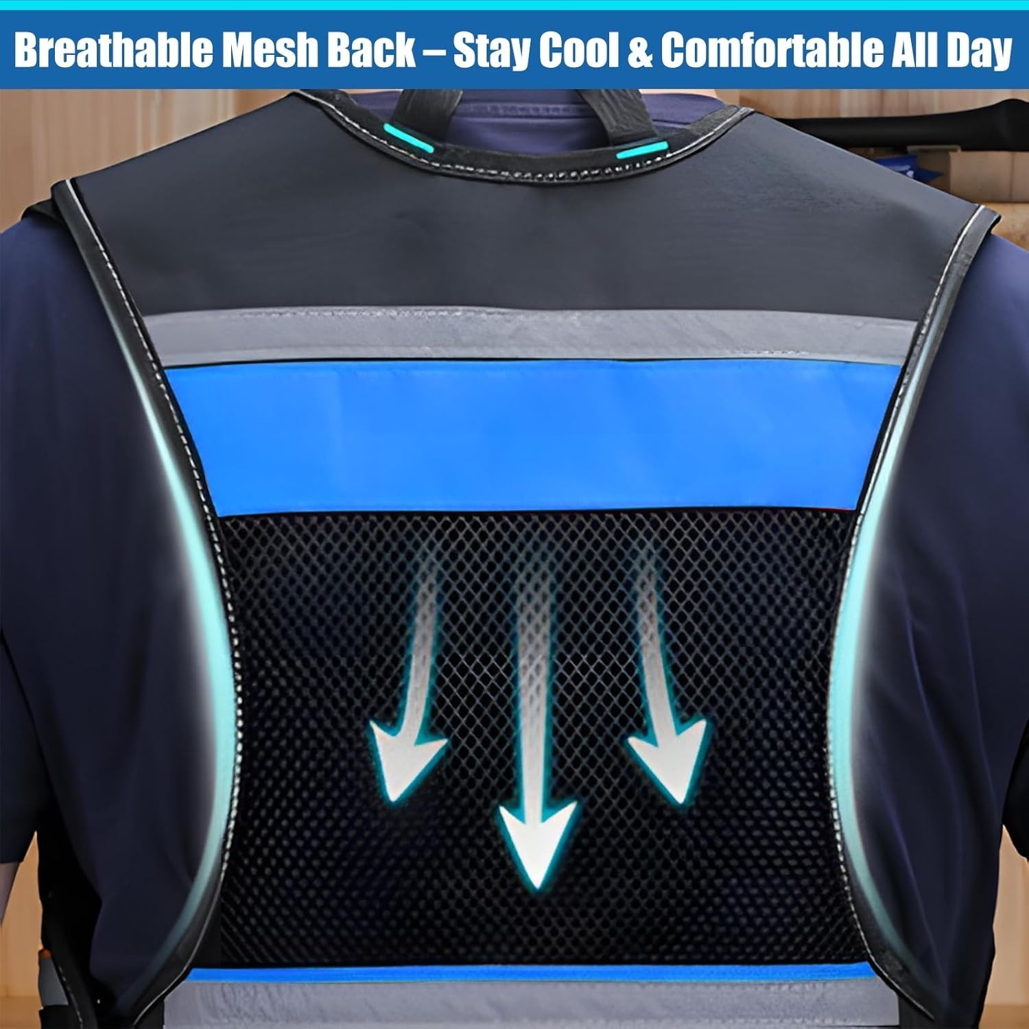 Heavy-Duty Electrician Tool Vest with Molded Holster & 16 Storage Spaces – Blue