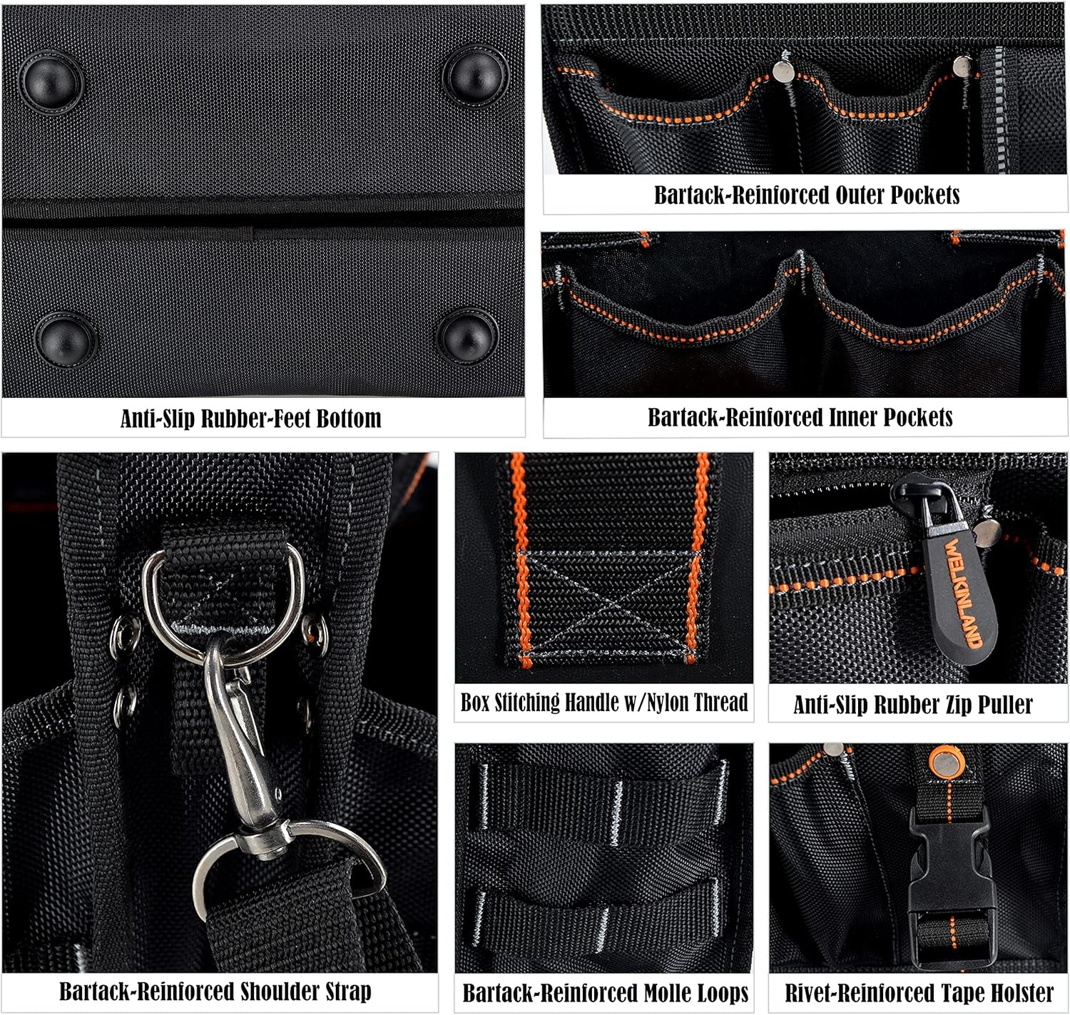 19-POCKETS Tool tote, HVAC tool bags organizer, Heavy-Duty