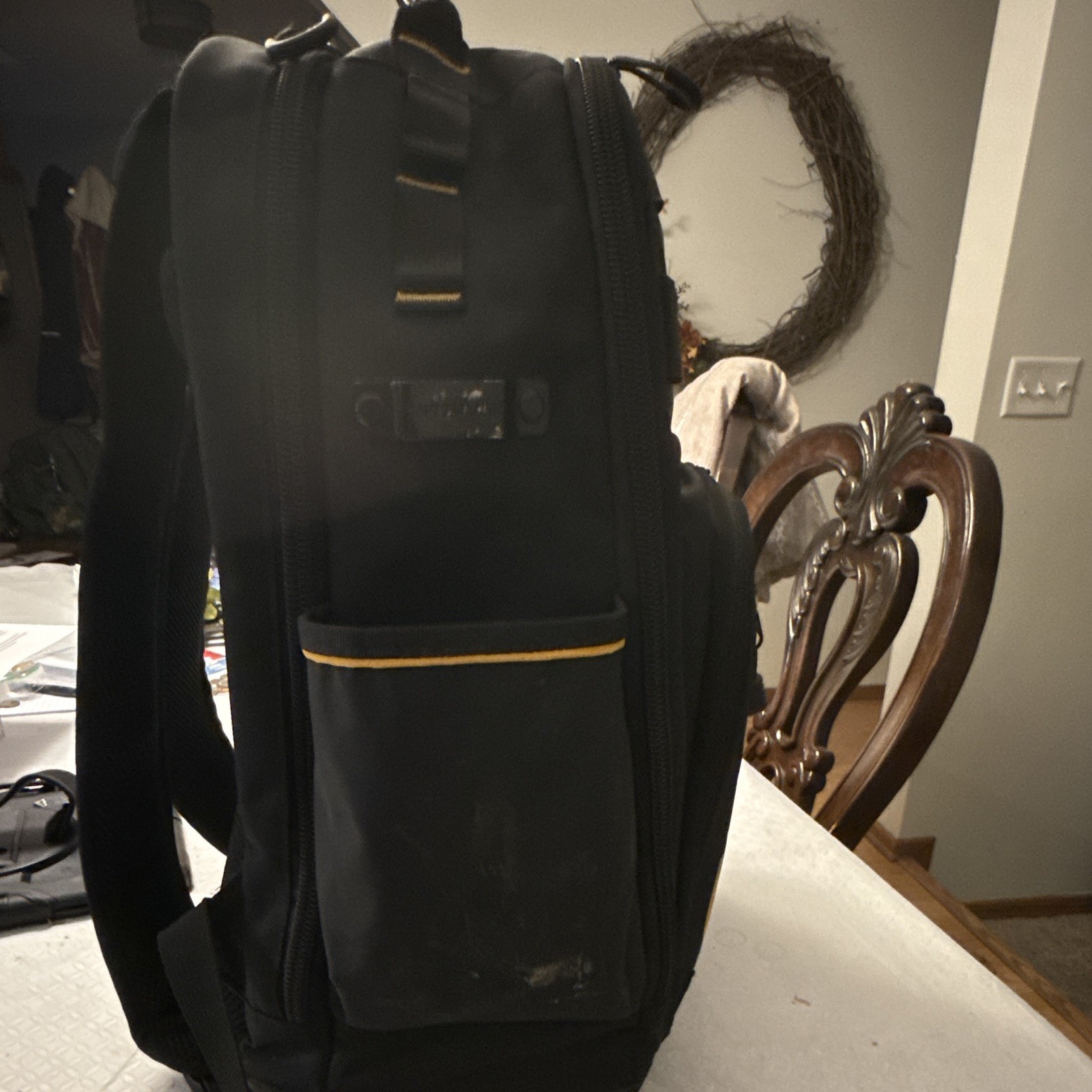 DEWALT Tool Backpack Black/Yellow Fabric Water Resistant Padded Straps