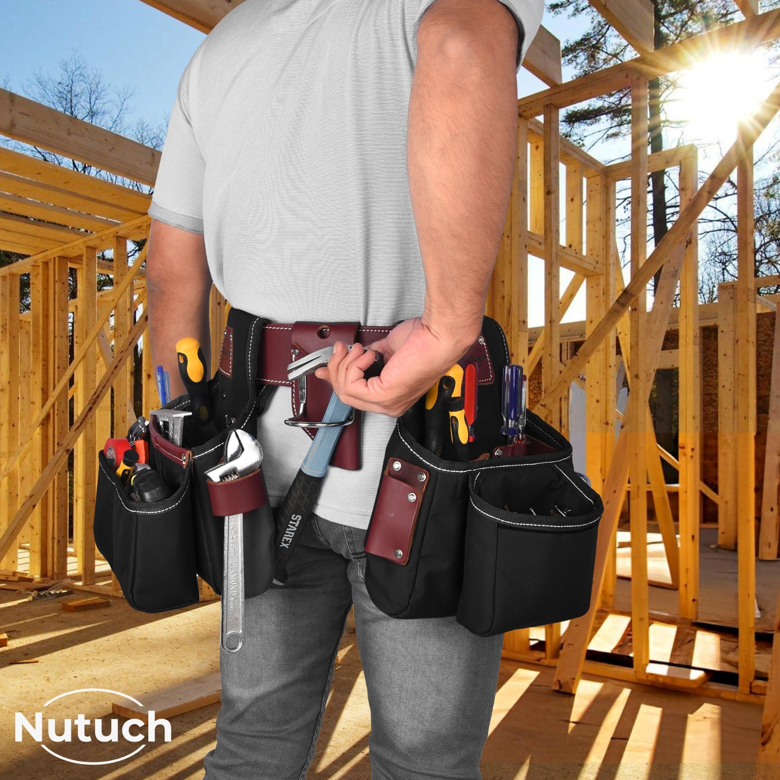 NUTUCH Nylon and Leather Tool Belt | Carpenter Tool Belts | Electrician