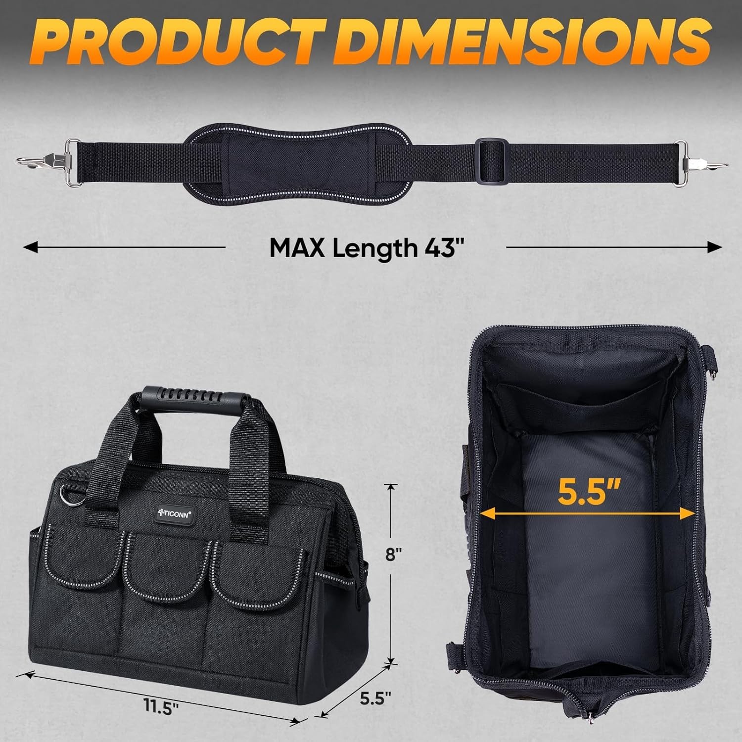 Portable Tool Organizer Bag with Ergonomic Handle & Adjustable Shoulder Strap