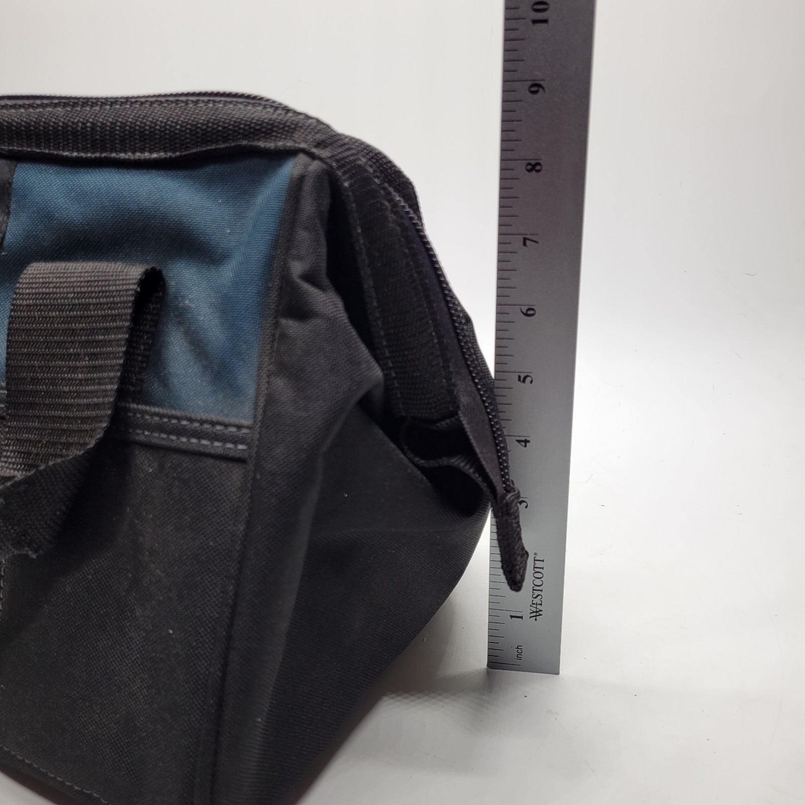 Custom Leather Craft Work Bag CLC Canvas Zip 12x8x8 Black Blue Tool Tote