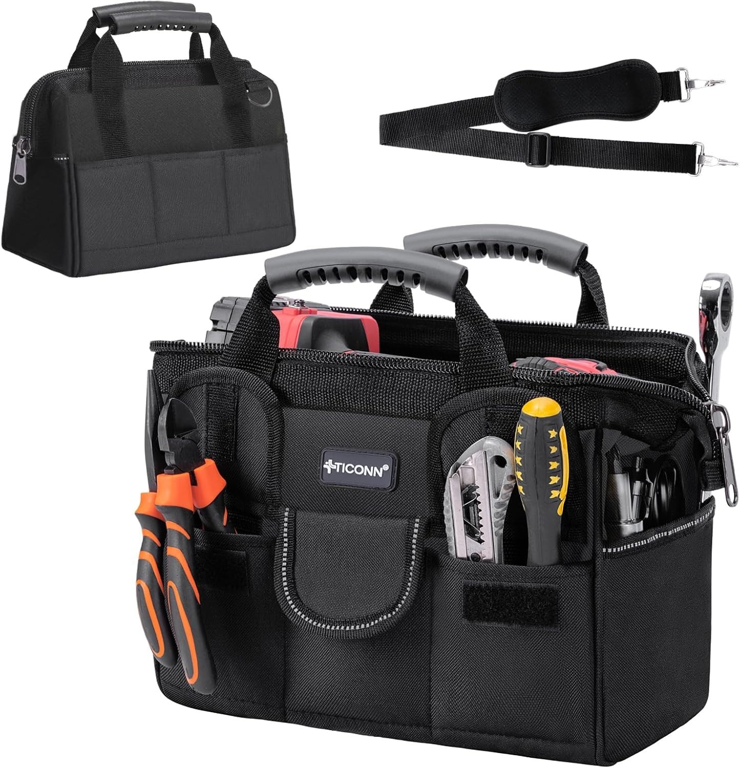 Portable Tool Organizer Bag with Ergonomic Handle & Adjustable Shoulder Strap