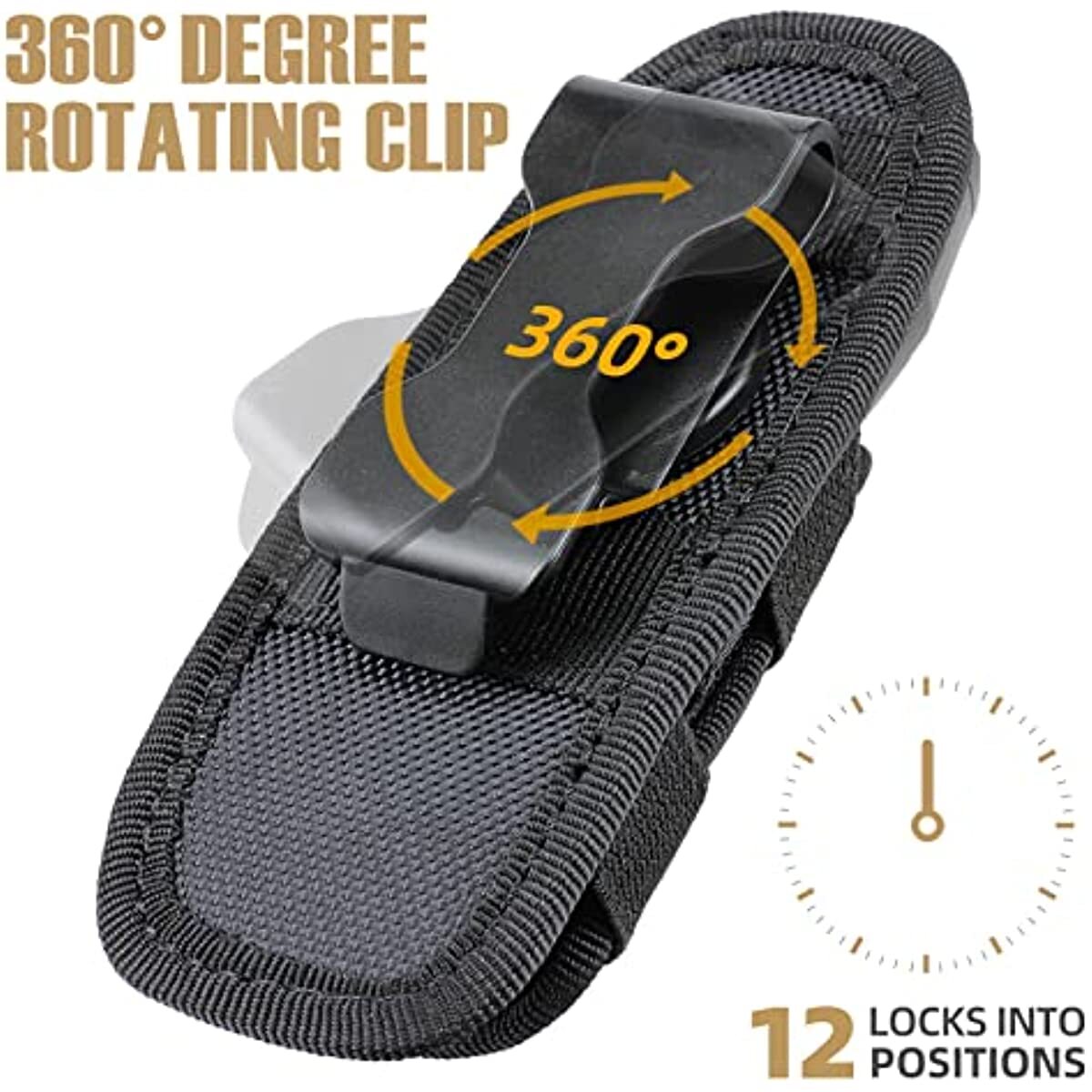 360° Rotatable Flashlight Bag Holster Tactical Molle Torch Case Belt Torch Cover