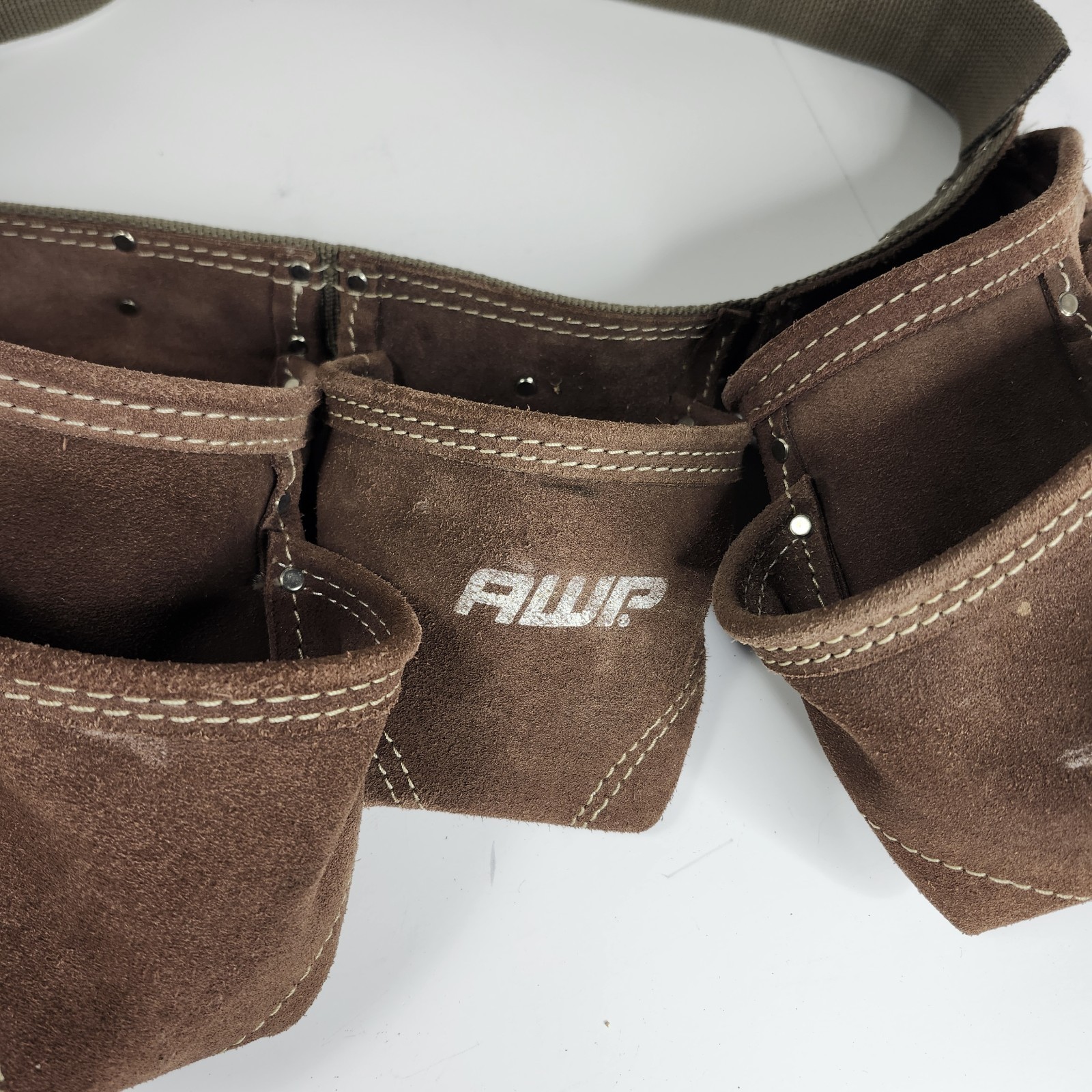 AWP CARPENTERS CONSTRUCTION ADJUSTABLE WAIST TOOL WORK BELT CANVAS/LEATHER