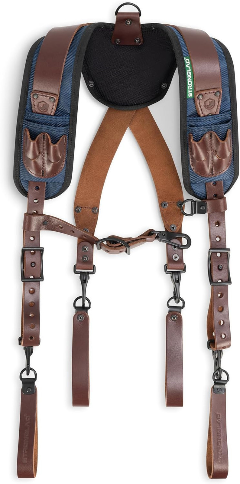 Tool Belt Suspenders – Full-Grain Leather, 1680D Nylon, Padded