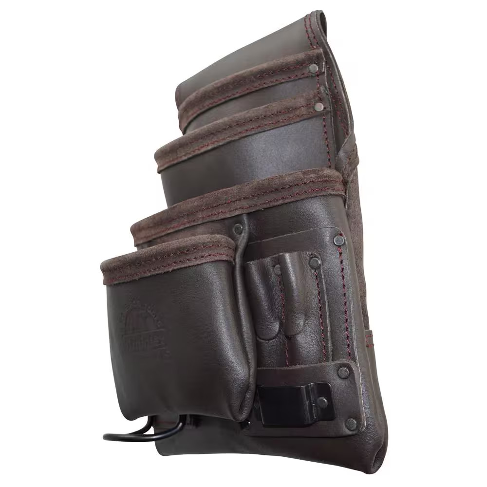 10-Pocket Oil Tanned Leather Nail and Tool Pouch Free Shipping New