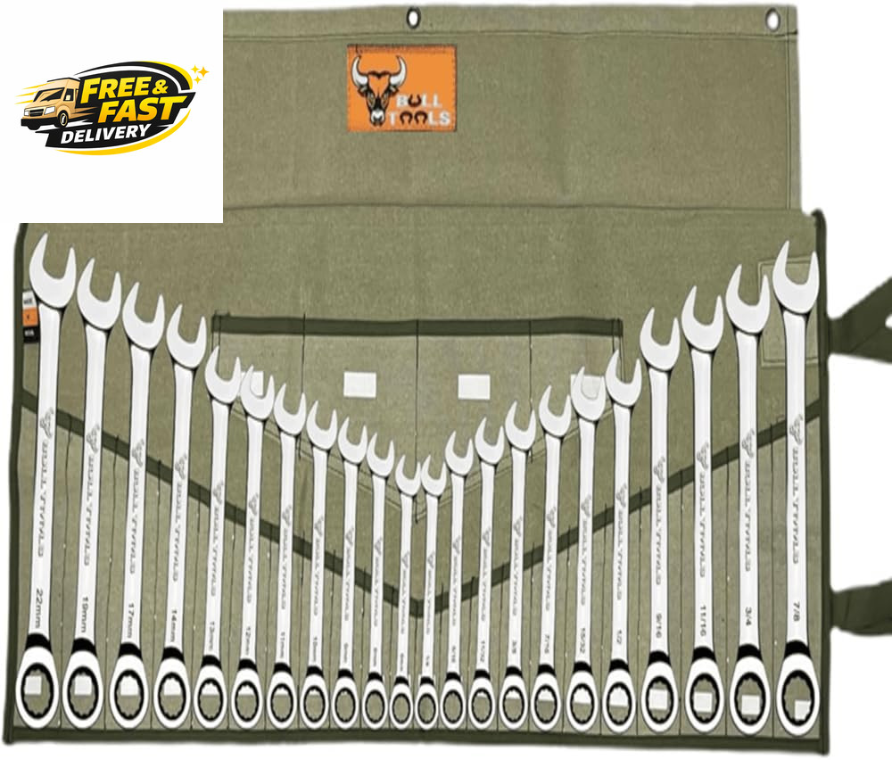 Wrench Roll, 26 Pocket Tool Pouch, Tool Bag Wrench Organizer Metric & SAE Combin