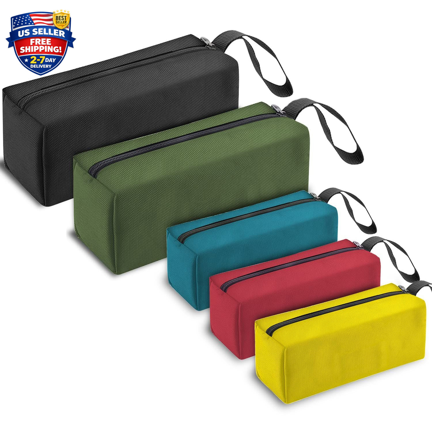 5 Pack Canvas Tool Pouch of Two Sizes, Tool Pouches with Zipper, Multipurpose…