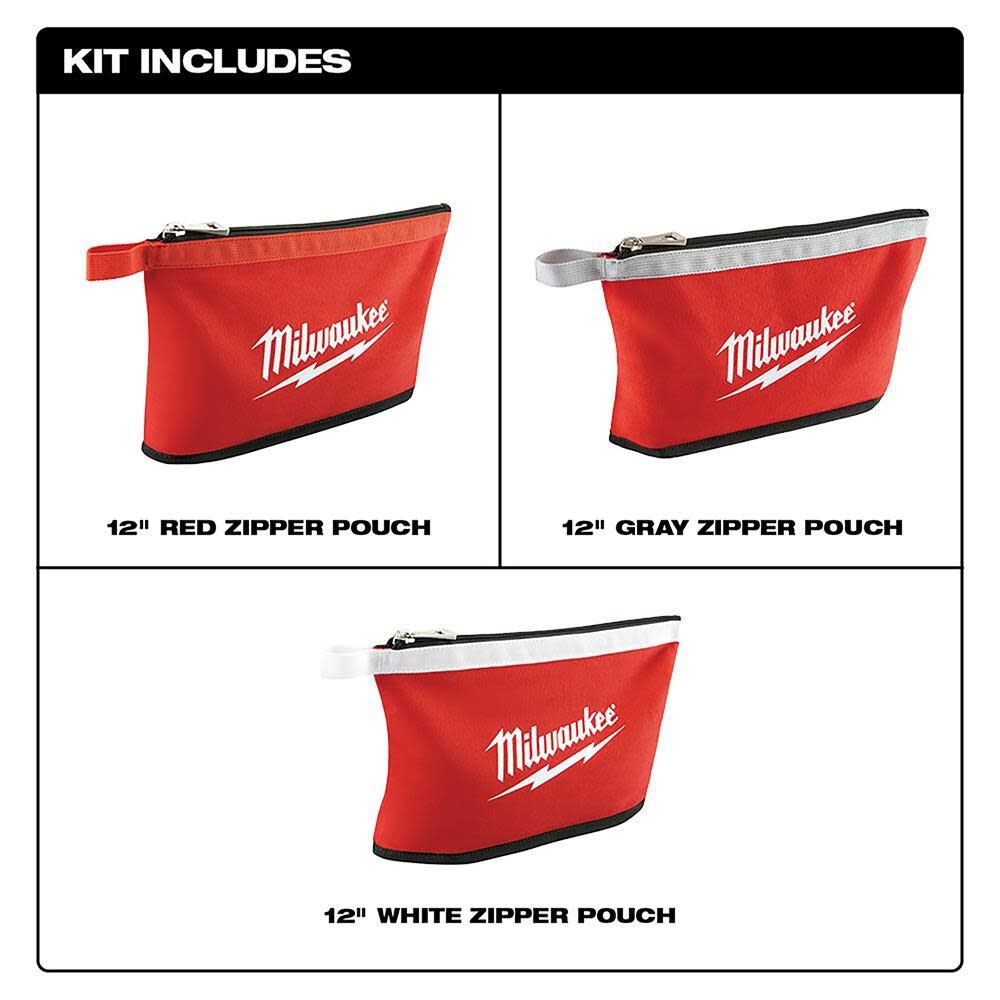 Milwaukee 3 Pk Zipper Pouches