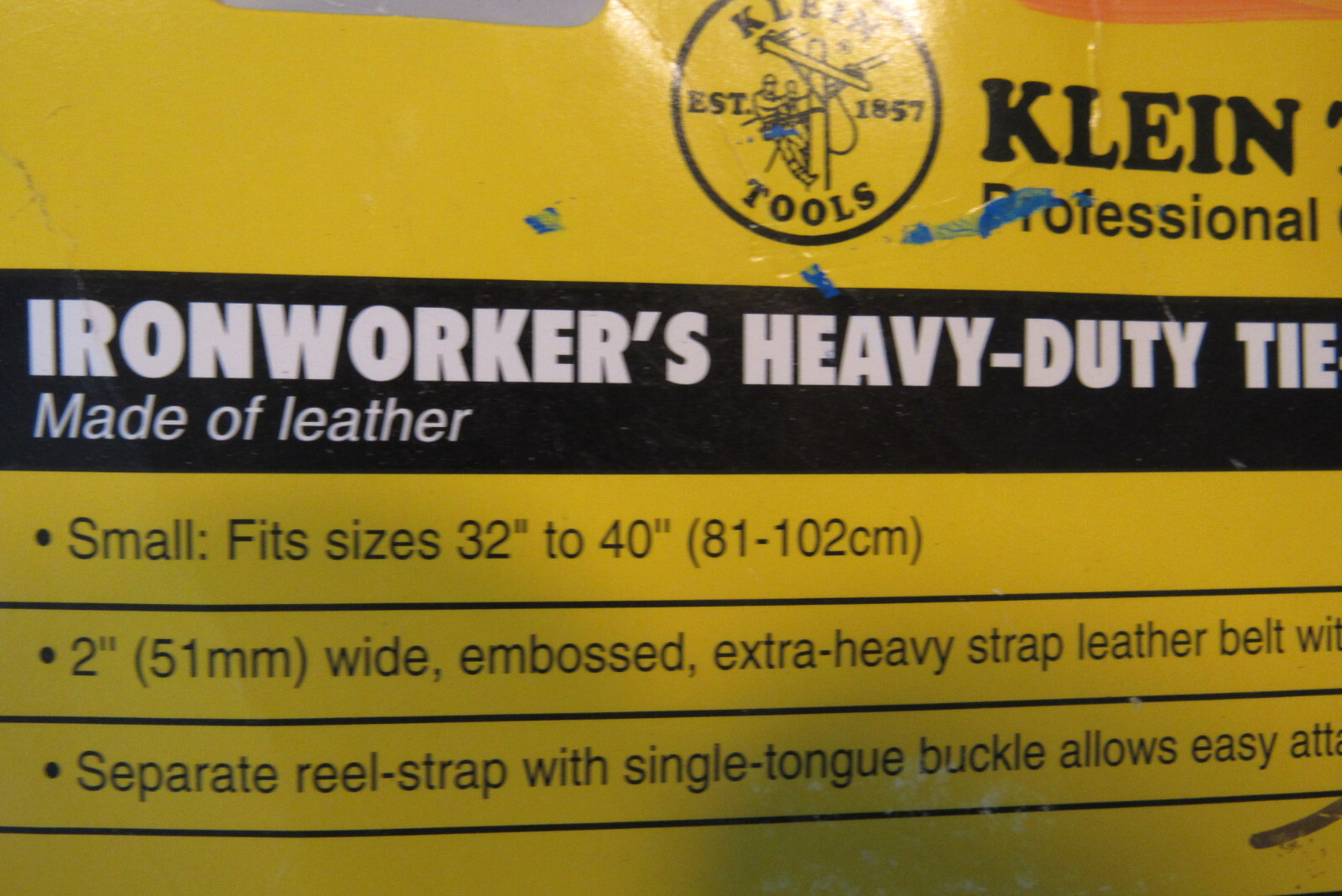 Klein Tools 5420S Ironworker’s Heavy-Duty Leather Tie-Wire Belt Small 32-40″ USA