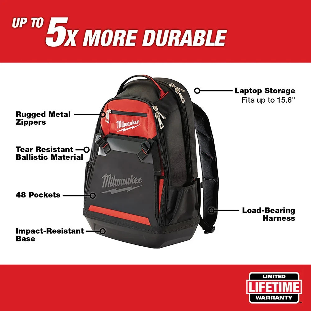 Milwaukee 48-22-8200 10″ 35-Pocket Impact Resistant Jobsite Backpack (US STOCK)