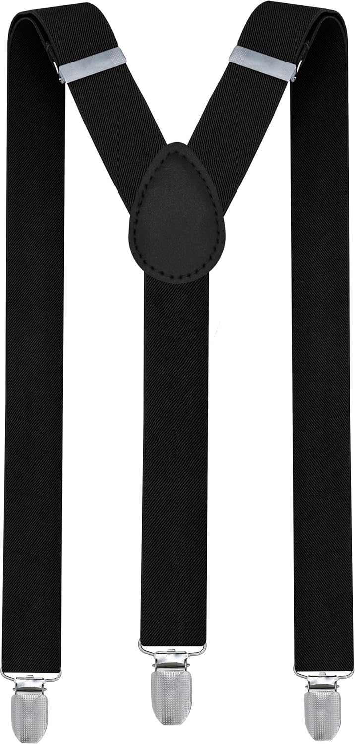 trilece Suspenders for Men – Adjustable Y Back Costume Tuxedo Dress Black