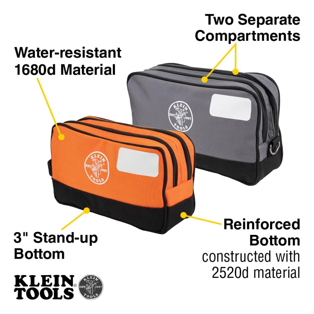 Klein Tools Tool Pouch, Dual Compartments, Dimensions NA | 2-Pack, Pack of 2