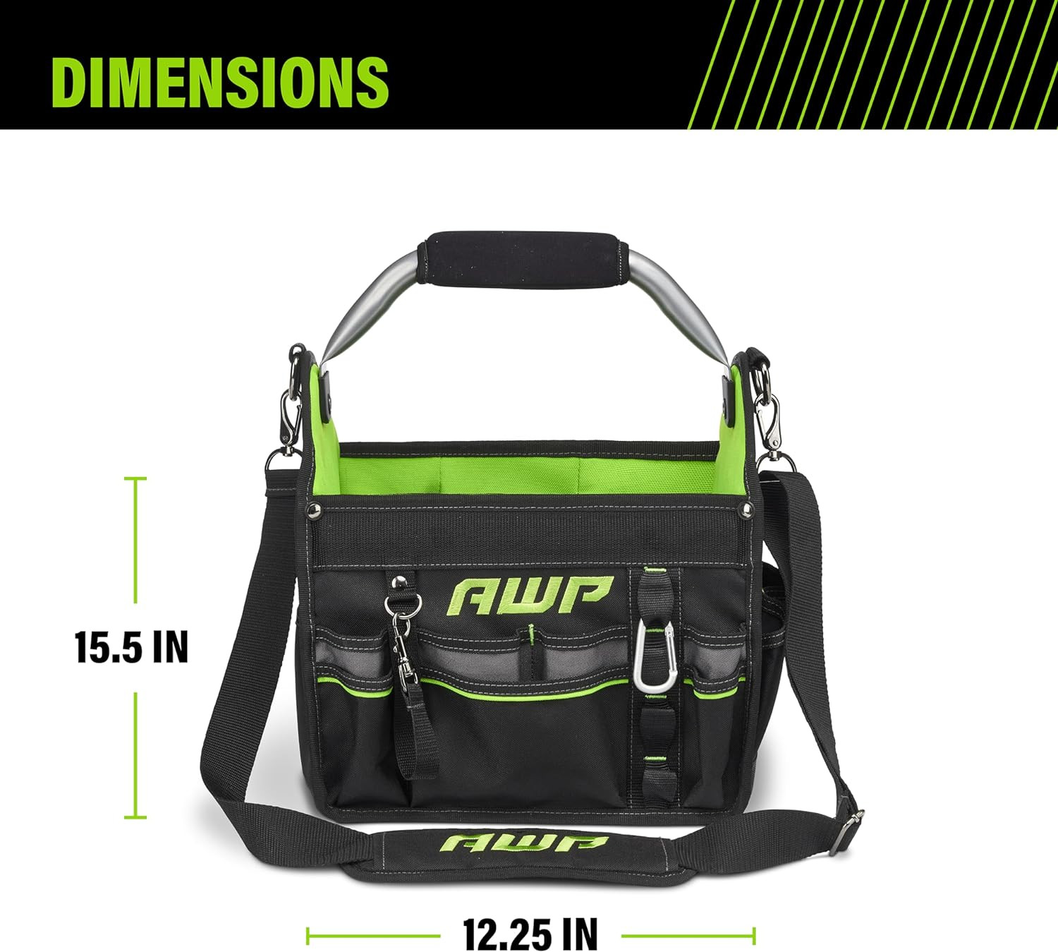 12 Inch Pro Tool Tote with Rotating Handle for Easy Tool Access, Water-Resistant