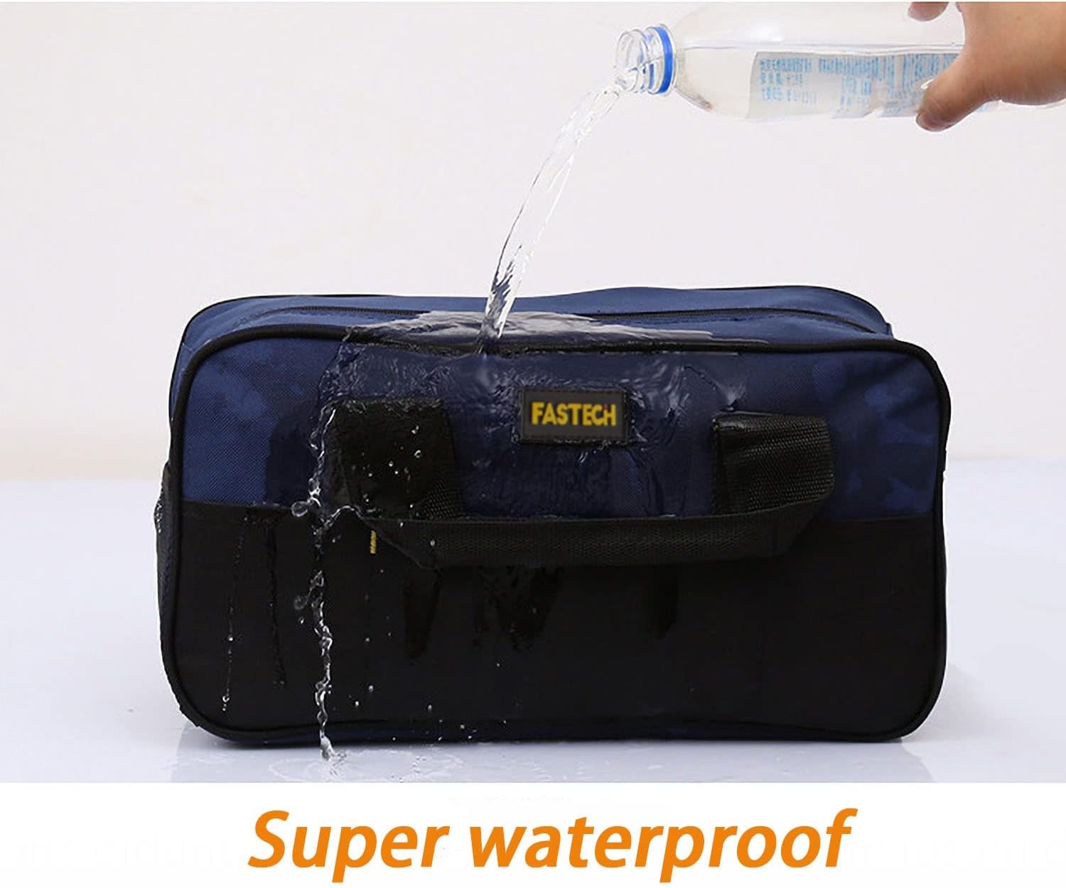 14 Inch Small Tool Tote Bag, Wide Mouth Waterproof Blue, Blue