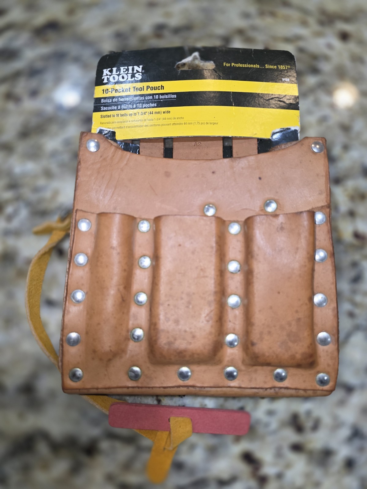 Klein Tools 5190 Tool Pouch Leather Brown 10 Pockets Riveted Slotted