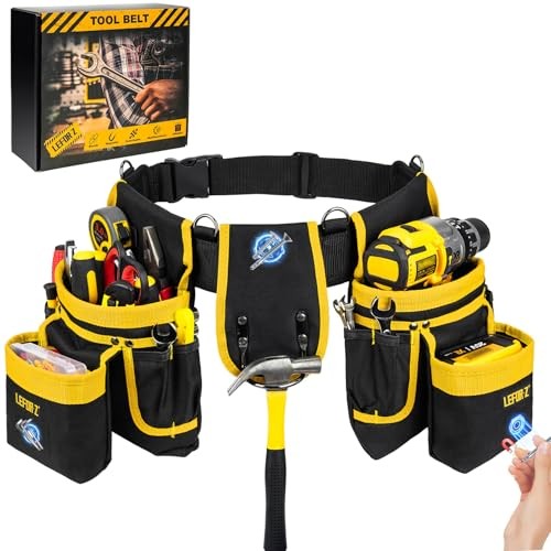 Tool Belt,Magnetic Tool Pouch,27 27 Pockets with Magnet Pouch Yellow & Black