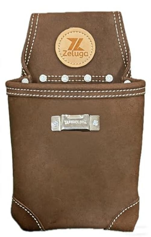 Suede Leather Nail Pouch with Tape Measure Holder, Heavy Duty 7.5″x8″