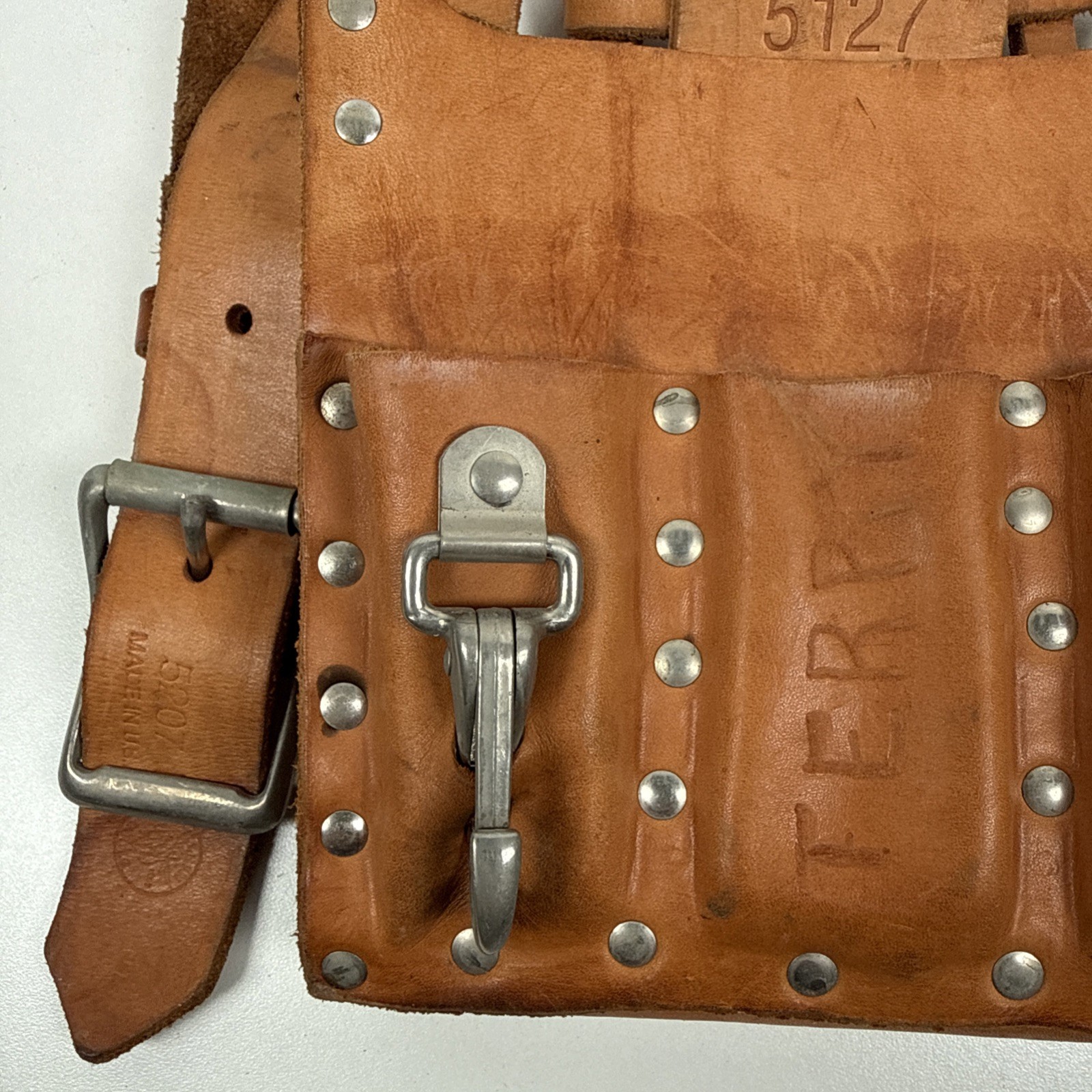 Klein Tools 5127 Leather Tool Pouch & 5207L Belt USA Made Electrician READ