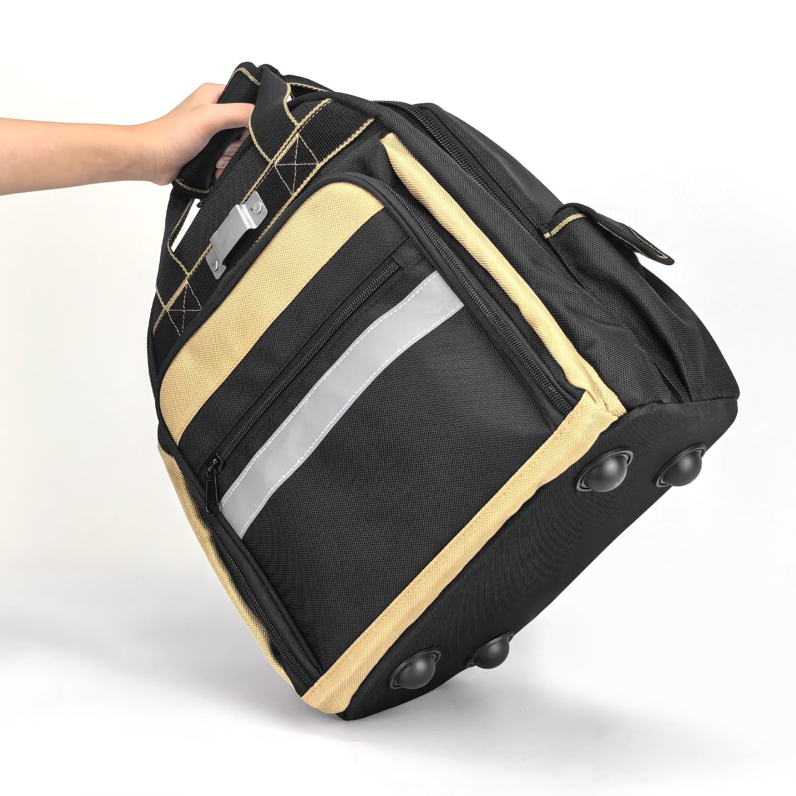 Tool Backpack Multi Pocket Tool Bag with Anti Slip Feet and Reflective Strips…