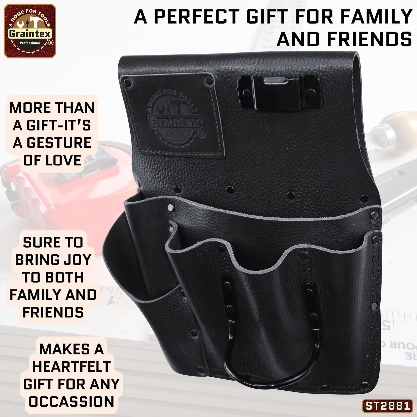 Top-Grain Leather Drywall Pouch â€“ Right-Handed Rugged & Professional