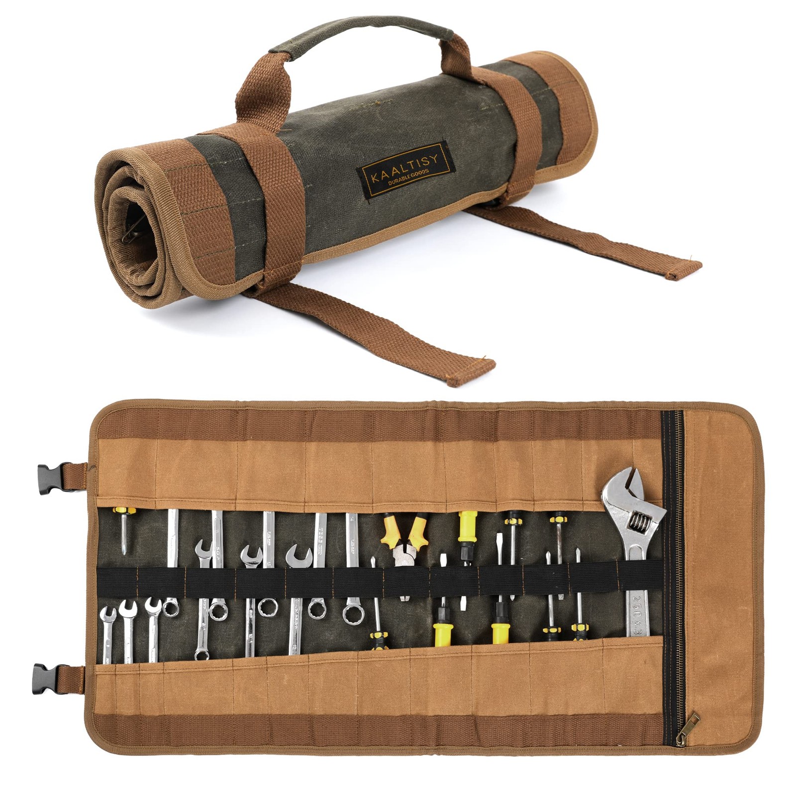 Canvas Tool Roll, 23 Pockets Tool Case, Heavy Duty 16oz Waxed Canvas Tool Sto…