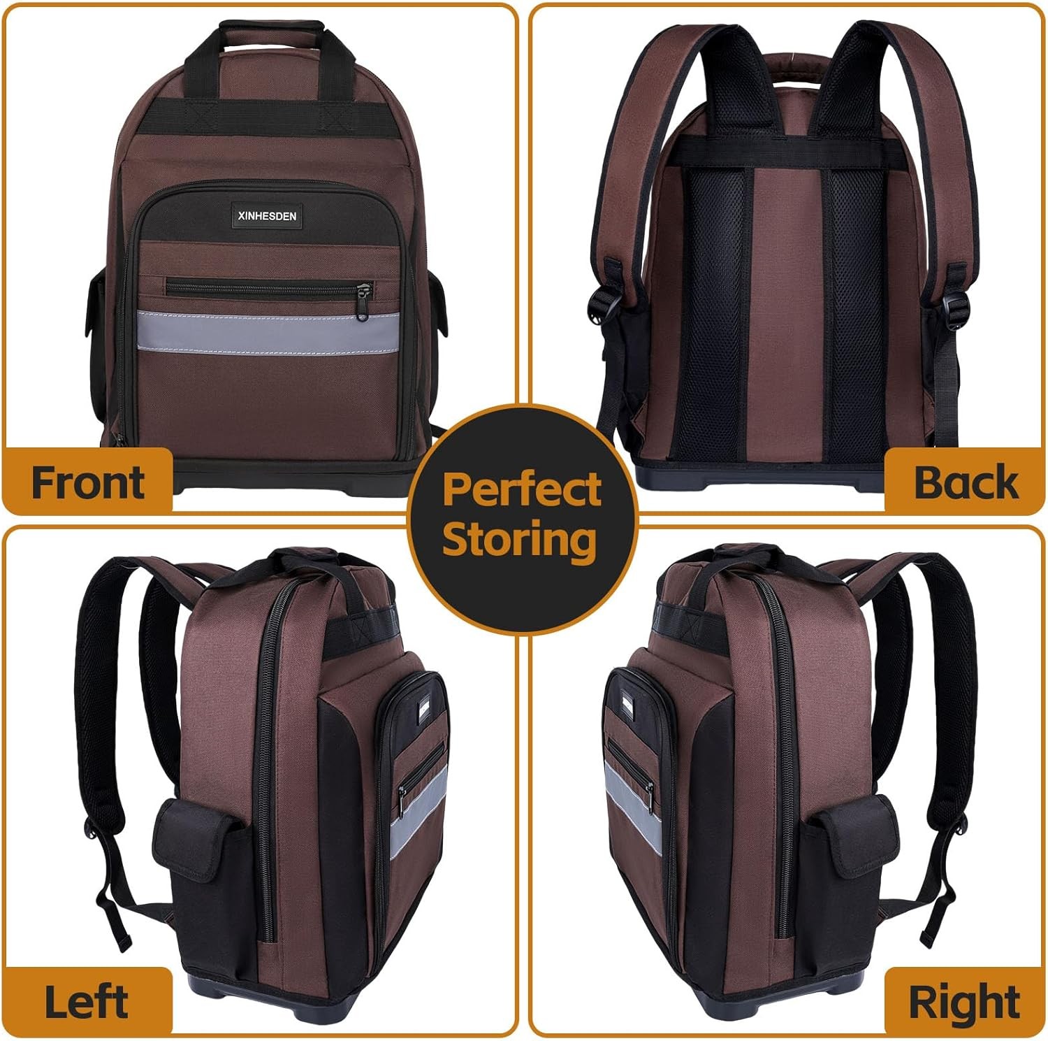 Tool Bag Backpack, Heavy Duty Tool Backpack Bag with Waterproof Molded Base, Ele