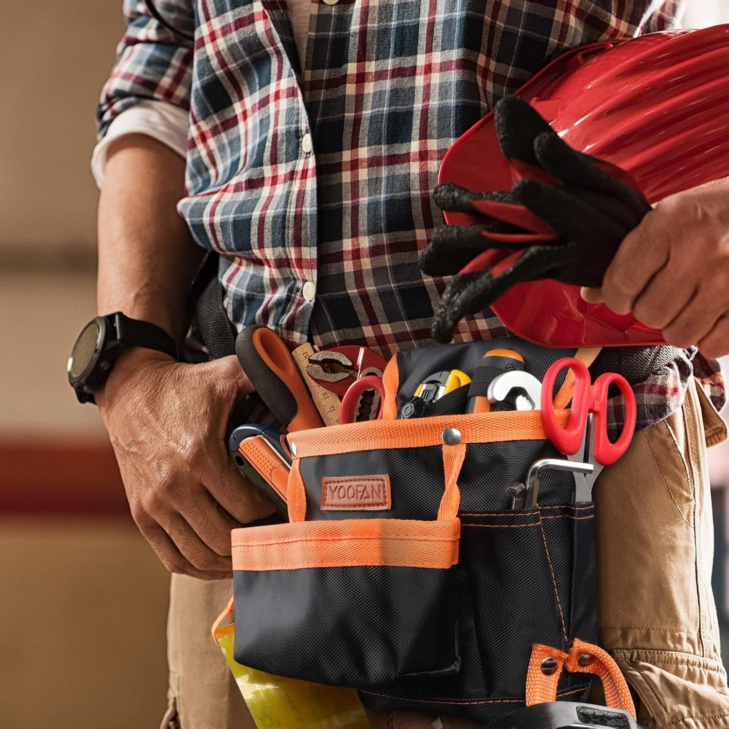 Multipurpose 6 Pocket Tool Belt in Orange – Ideal for Carpenters & Technicians