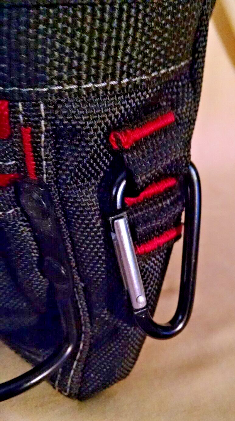 TOOL BELT POUCH BAUER 12 POCKET FRAMERS #58522 BLACK RED POLYESTER CARABINER.