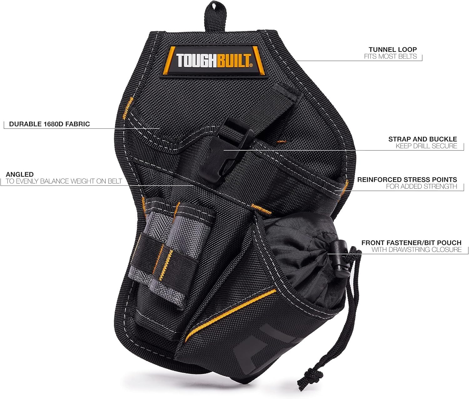 – Drill Holster, Adjustable Safety Strap & Bit Pockets, TB-220-B | Cliptech Hub