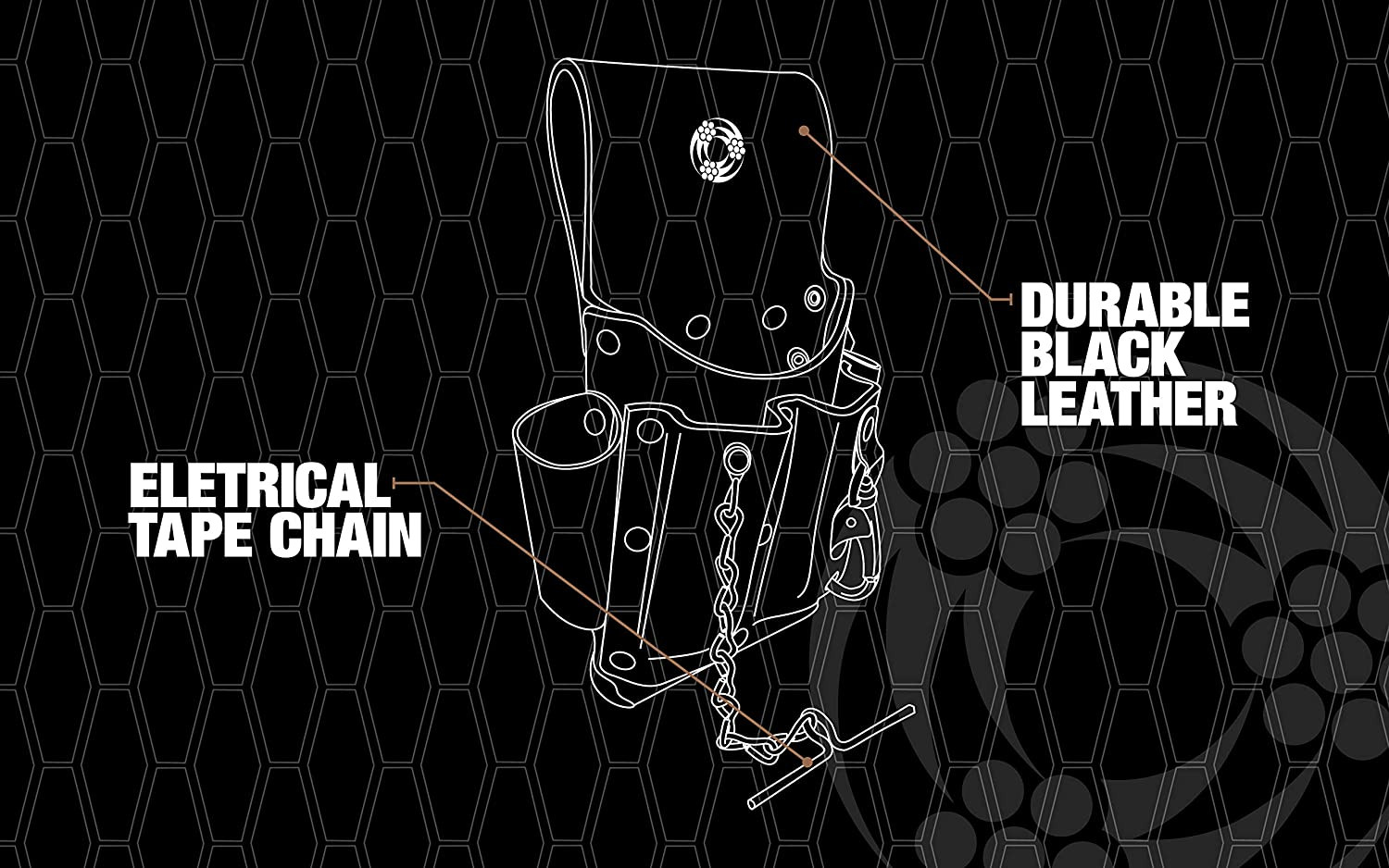Southwire POUCH4 Leather Tool Pouch; 5 Pocket Pouch with Electrical Tape Chain;