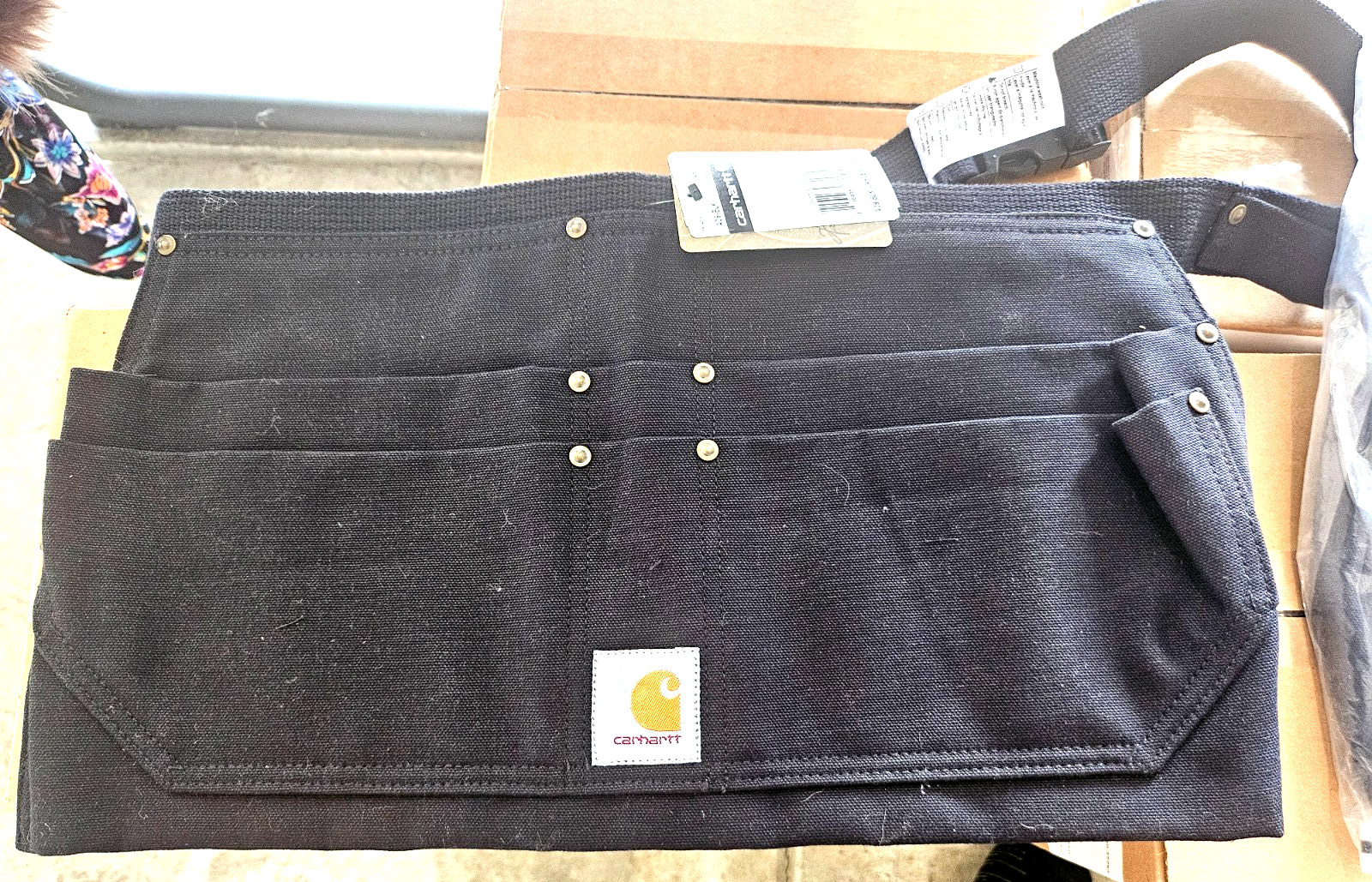 Carhartt Tool Apron Nail Pouch Black Duck Canvas Adjustable Belt New With Tags