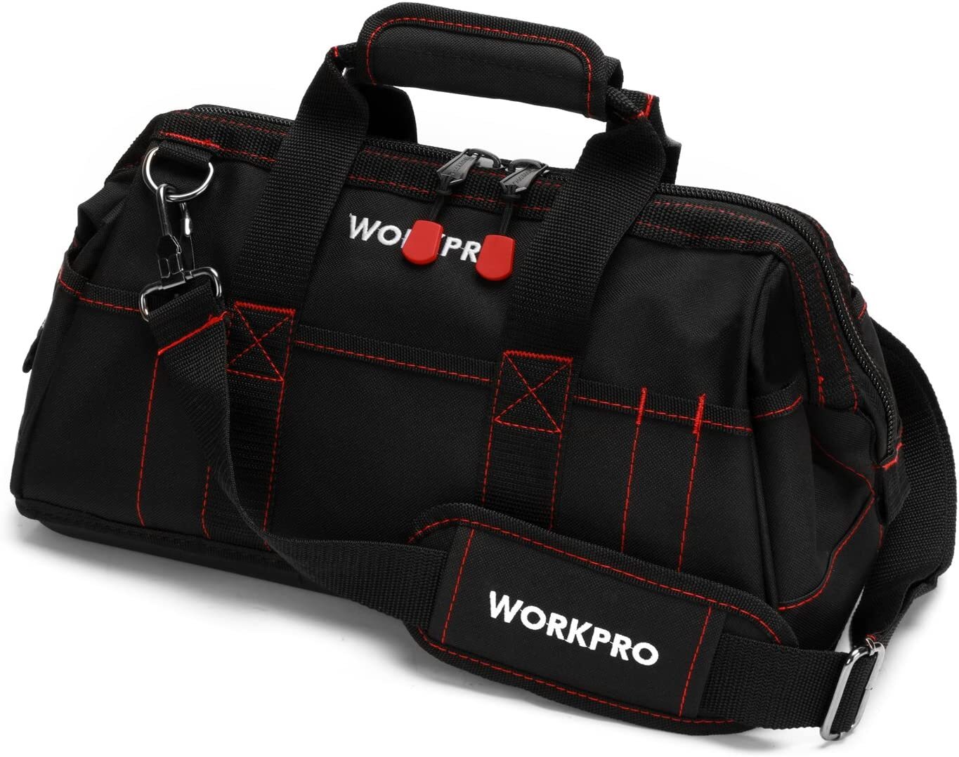 WORKPRO Close Top Wide Mouth Tool Storage Bag 16″/14″/12″ Rubber Base Pocket Bag