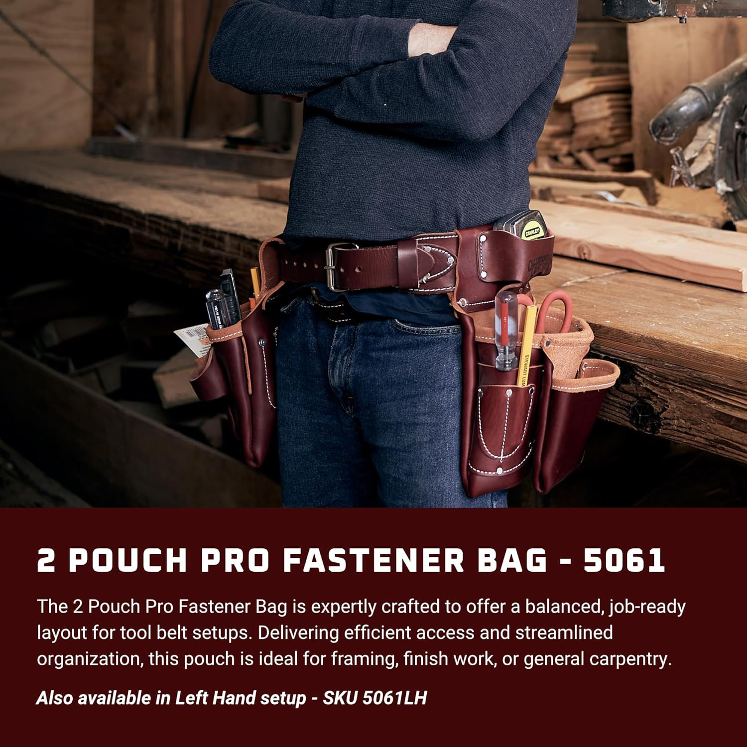 2 Pouch Pro Fastener Bag – 9 Pockets & Tool Holders – Made in USA