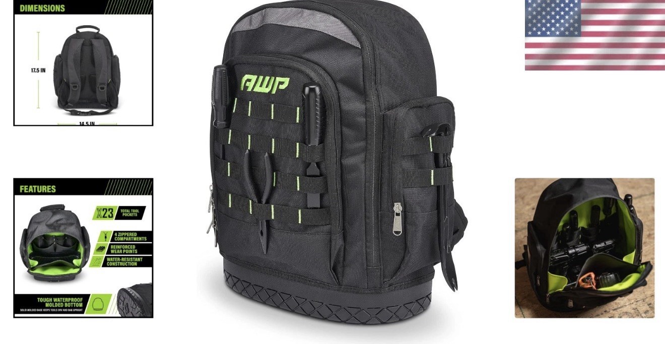Heavy-Duty Tool Backpack: Organizing 23 Tools with Ease – Waterproof & Durable