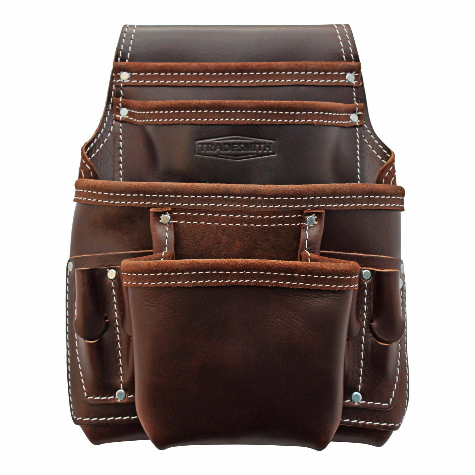 TradeSmith TS5243- 10 Pocket Top Grain Leather Tool Pouch