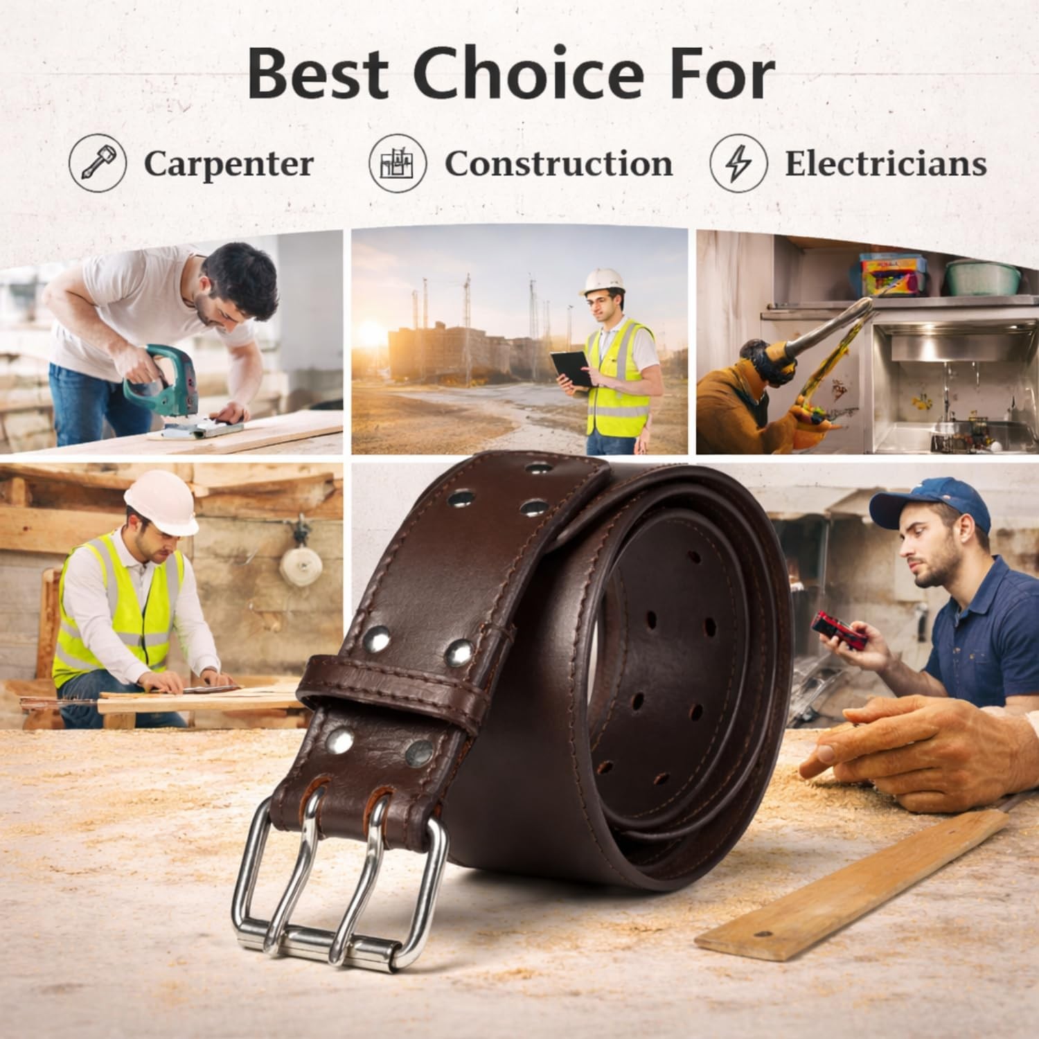 3-Inch Wide Heavy Duty Full Grain Leather Tool Belt, Oil Tanned Construction …