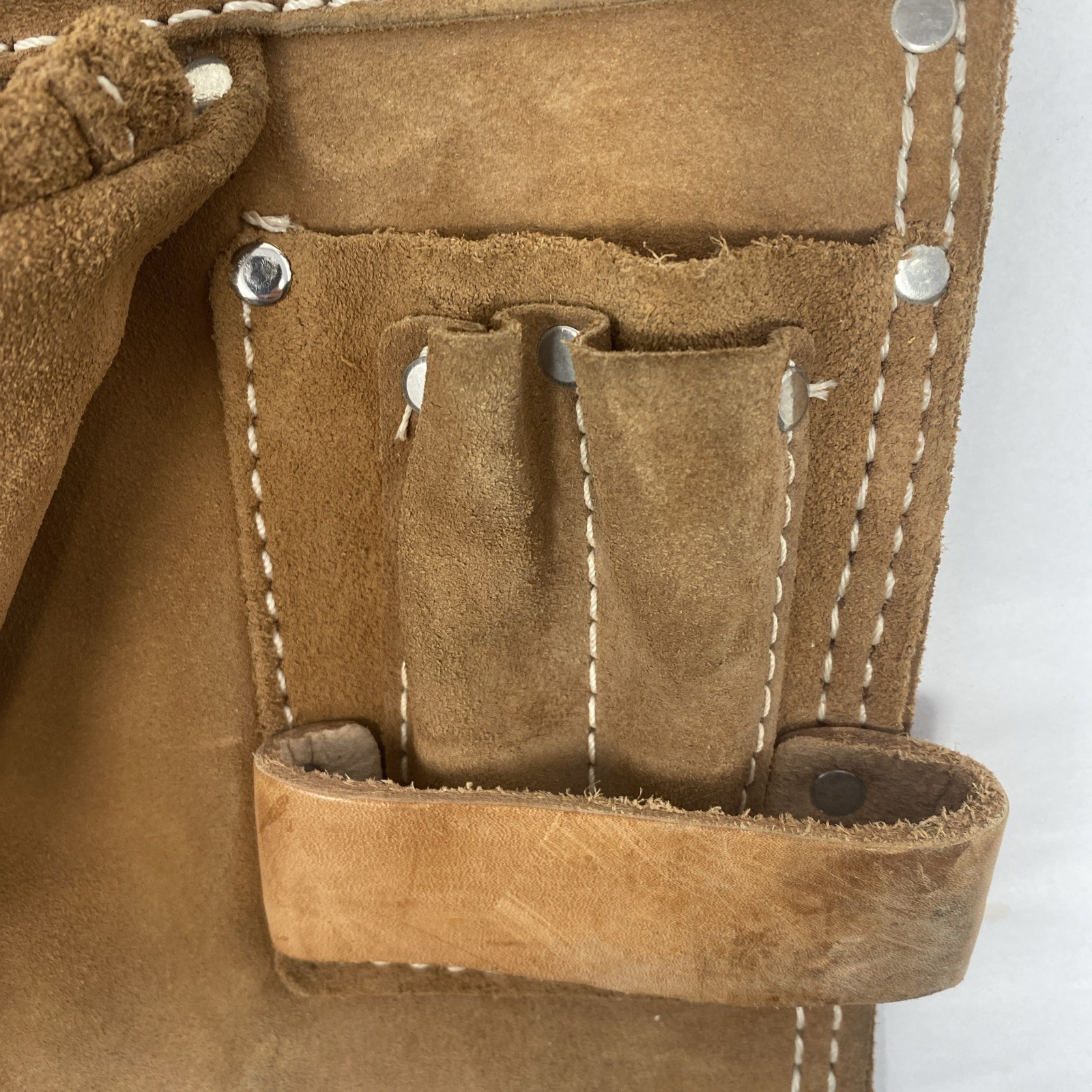 Vintage Nicholas Heavy Split Cowhide Leather Tool Belt Holder Pouch Made In USA