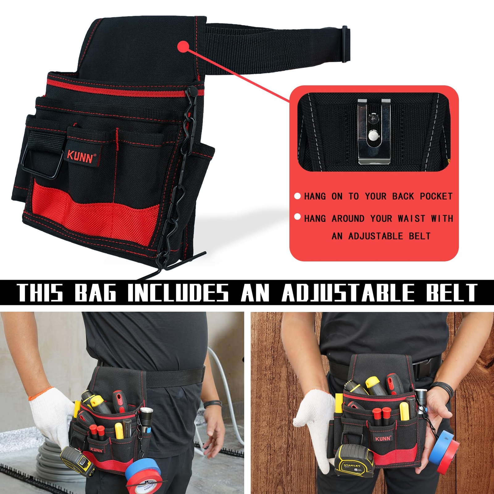 Electrician Tool Pouch – Durable Small Basic Maintenance Tool Pouch Belt with…
