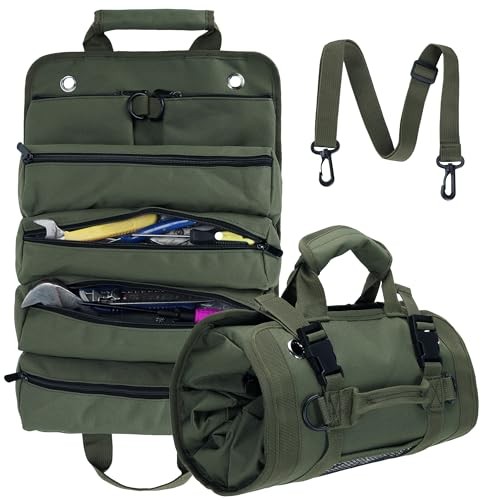 Tool Roll Bag, Tool Bag Organizer, Tool Carrier Roll UP Storage Army Green