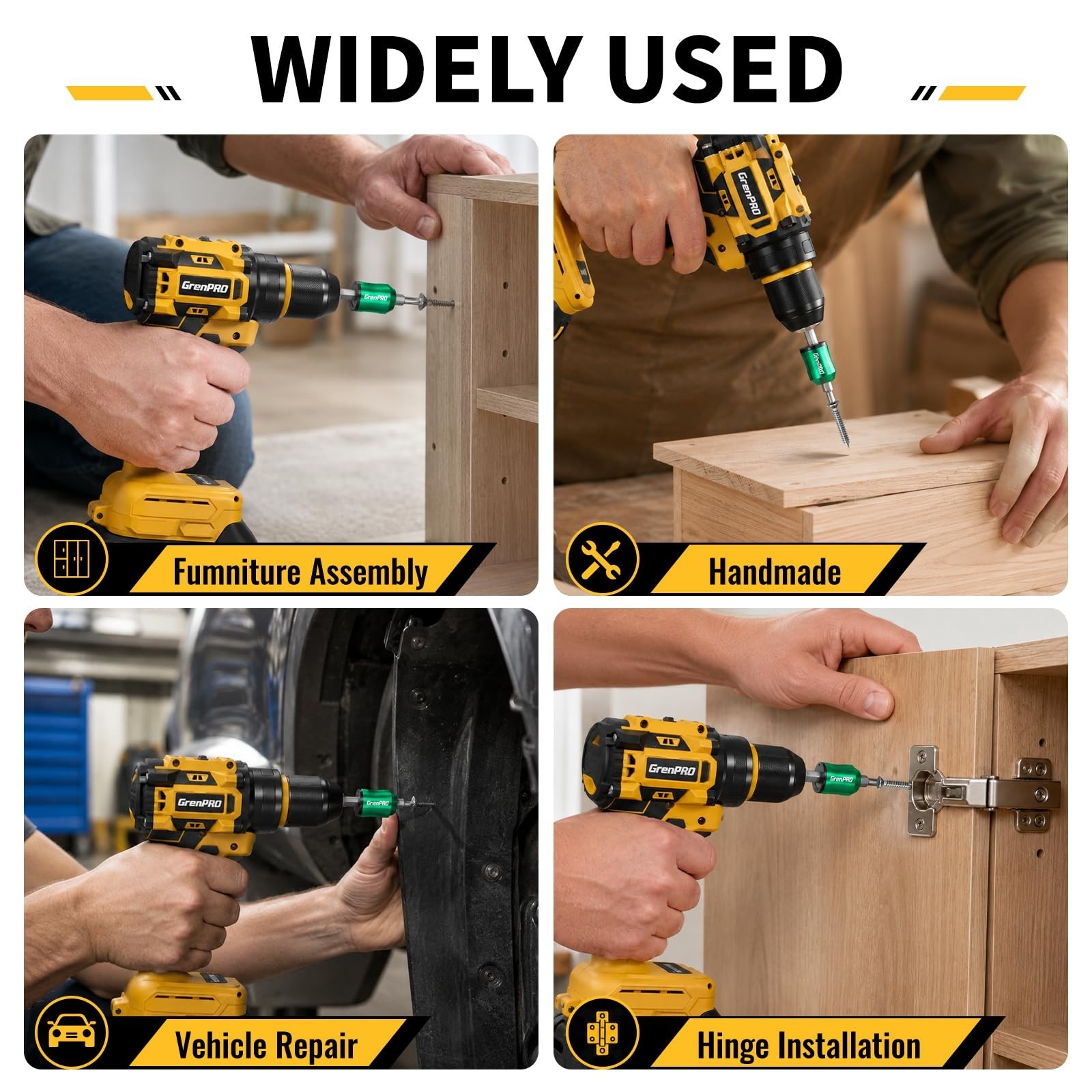 Universal Magnetic Screw Holder Set, 3PCS Removable 1/4″ Hex Tool with Storage C