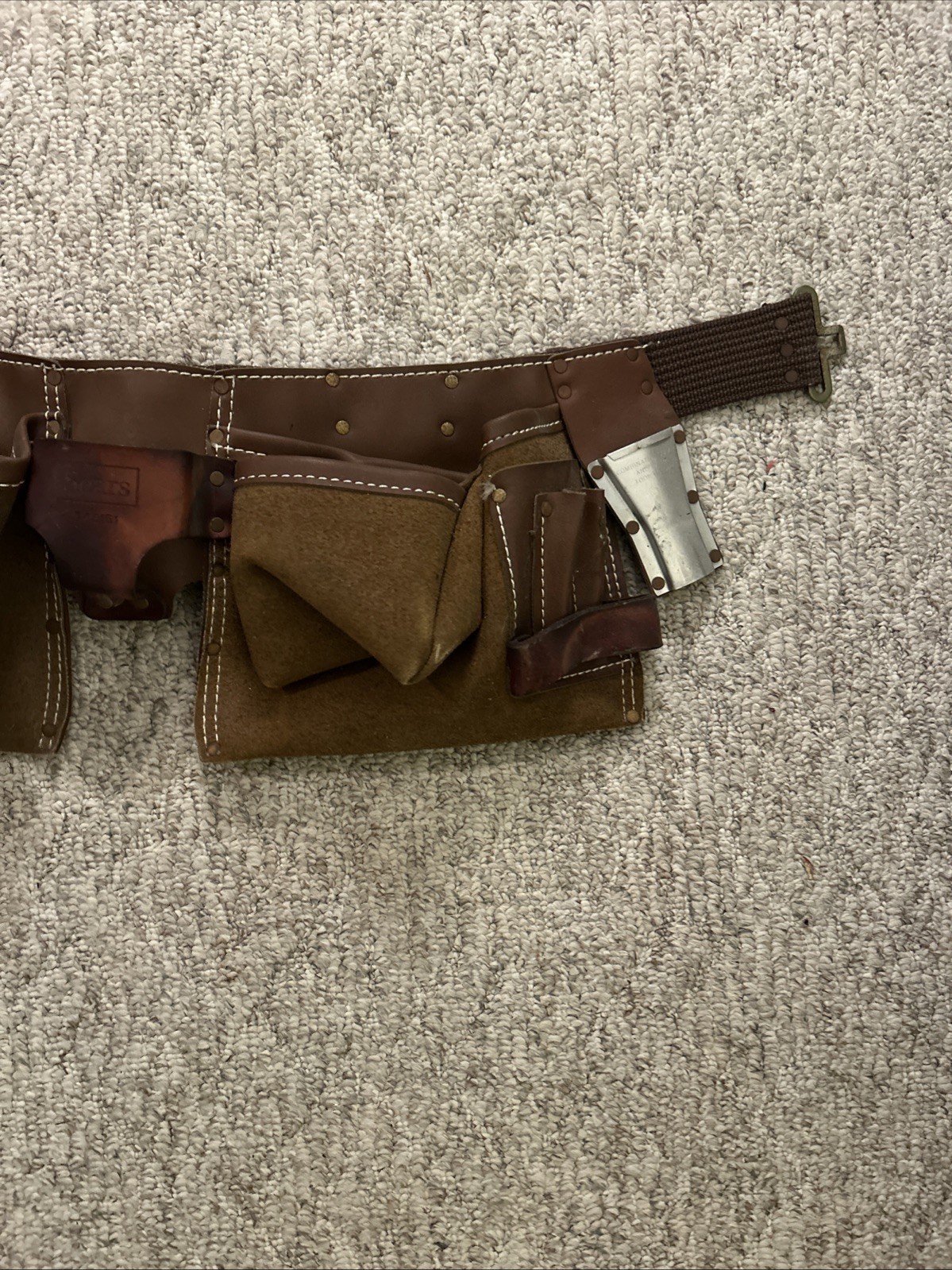 Sears Brown Leather Carpenter Tool Utility Belt Pouch Adjustable Stock 9-4515(C4