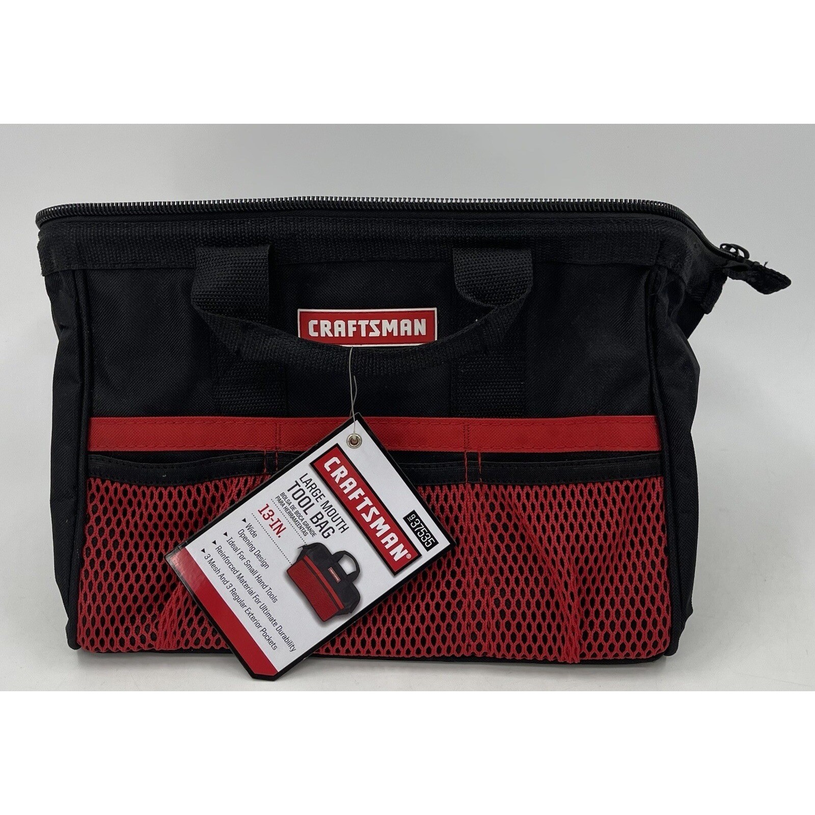 Craftsman 13″ X 8″ Wide Mouth Tool Bag 6 pocket Black/Red PN 37535 New NWT