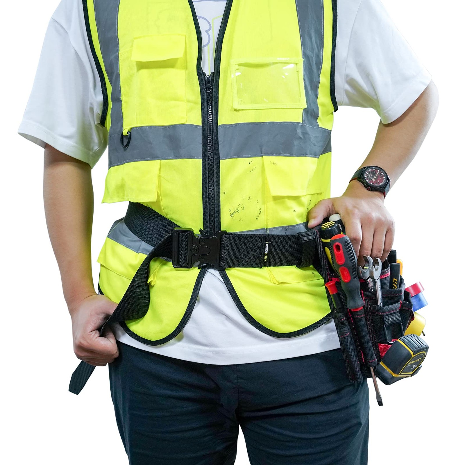 2″ Nylon Web Work Tool Belt for Men with Heavy Duty Quick Release Rugged Meta…
