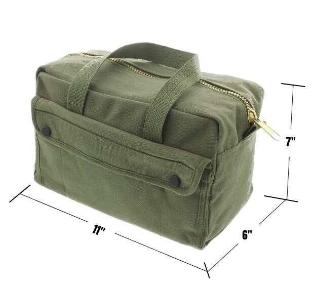Heavy Duty Small Tool Bag Tactical Cotton Canvas Mechanics Bag, Olive